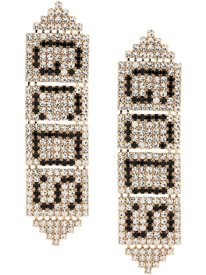 Gcds Strass Logo Earrings - Gold