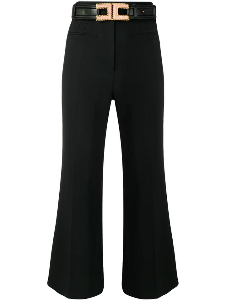 Elisabetta Franchi Belted Cropped Trousers - Black