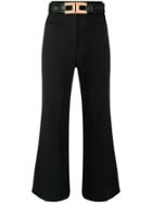 Elisabetta Franchi Belted Cropped Trousers - Black