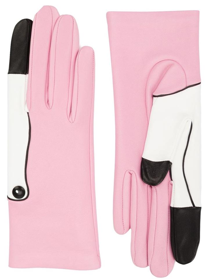 Yazbukey Flamingo Leather Gloves, Women's, Size: 7.5, Pink/purple, Lamb Skin/silk