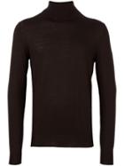 Paolo Pecora Turtleneck Fine Knit Jumper, Men's, Size: Small, Brown, Wool