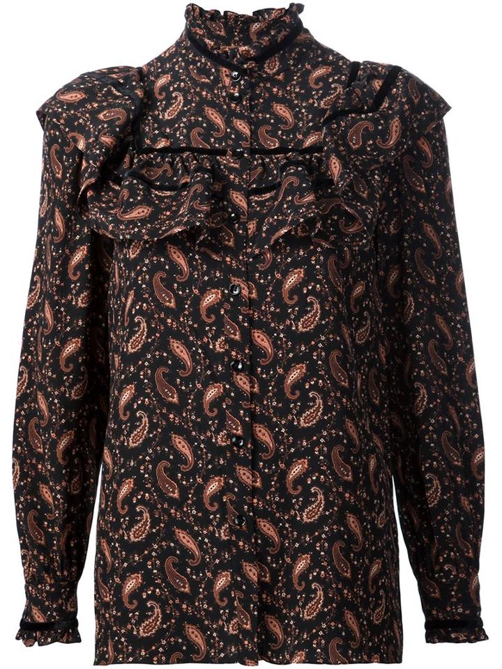 Saint Laurent Paisley Print Ruffle Blouse