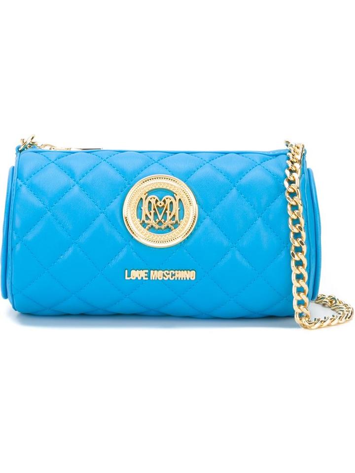 Love Moschino Quilted Barrel Cross Body Bag, Women's, Blue, Polyurethane