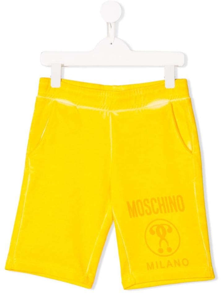 Moschino Kids Teen Logo Patch Shorts - Yellow