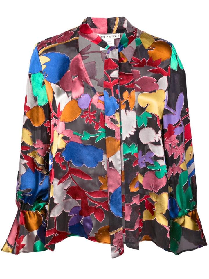 Alice+olivia Mora Tie Neck Blouse - Multicolour