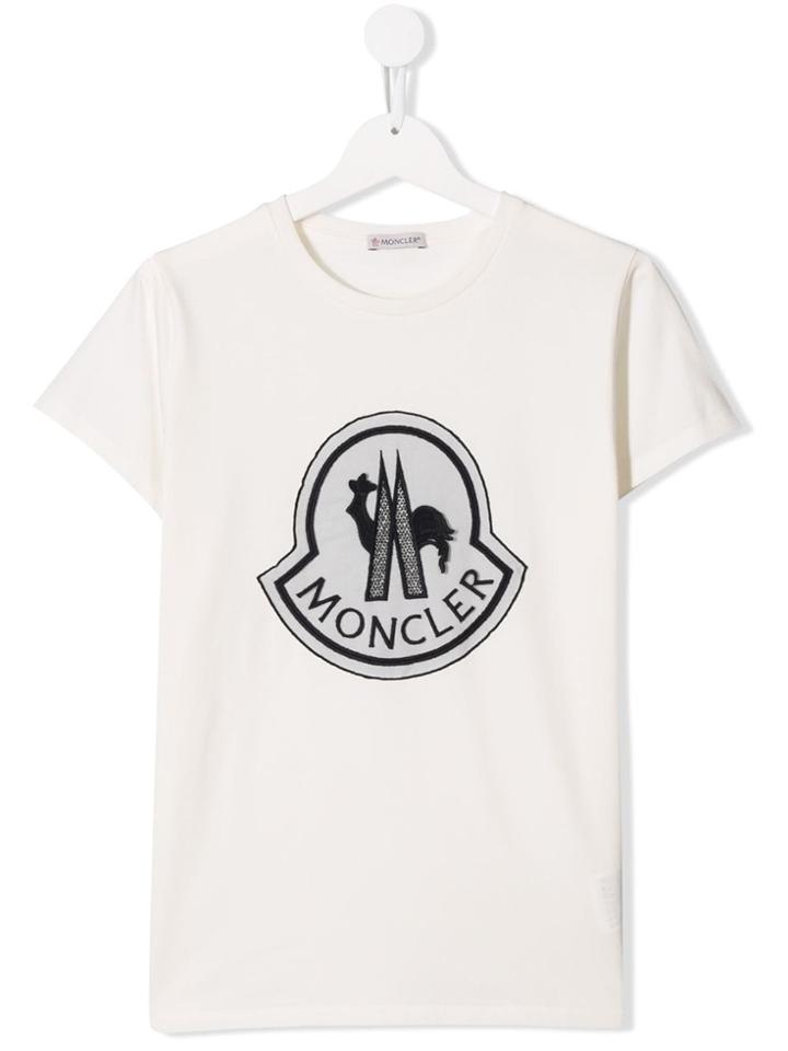 Moncler Kids Teen Embroidered Logo T-shirt - White