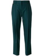 Paul Smith - Pleated Detail Cropped Trousers - Women - Wool - 46, Green, Wool