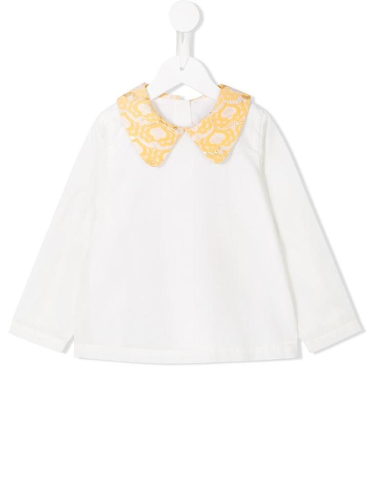 Hucklebones London Brocade Collar Blouse, Girl's, Size: 10 Yrs, Nude/neutrals