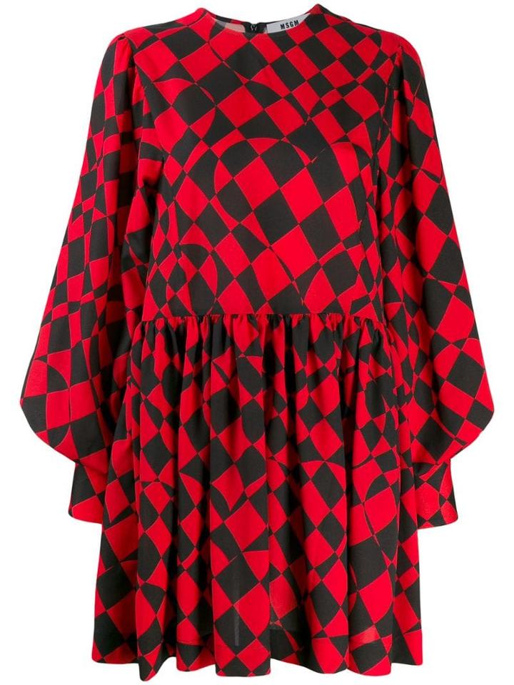 Msgm Geometric Print Day Dress - Red