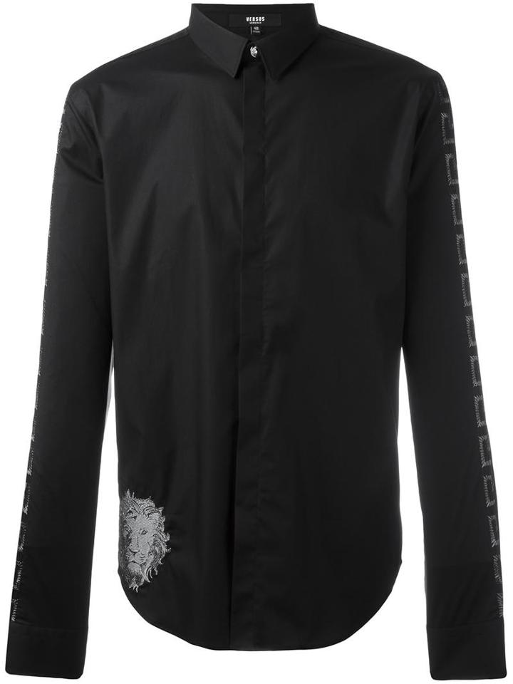 Versus Lion Print Shirt, Men's, Size: 46, Black, Cotton/spandex/elastane