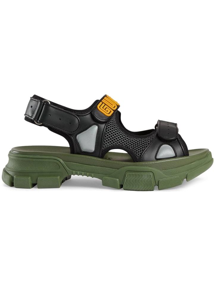 Gucci Leather And Mesh Sandals - Black