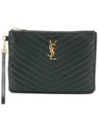 Saint Laurent Monogram Quilted Pouch - Green