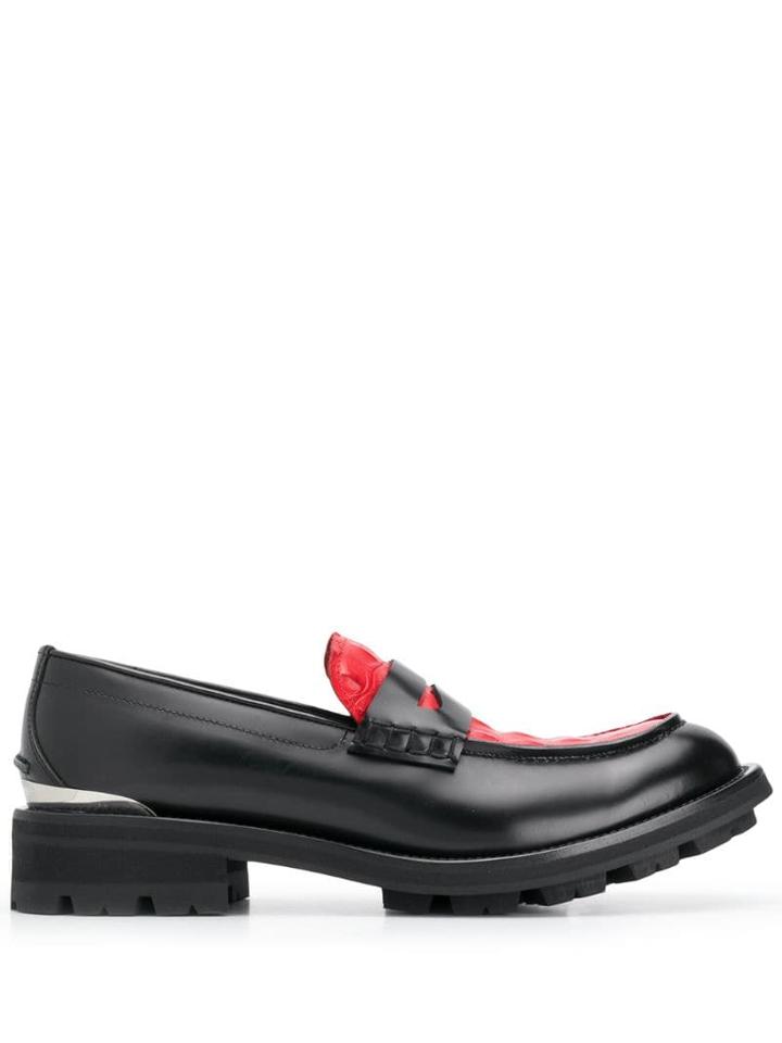 Alexander Mcqueen Contrast Penny Loafers - Black