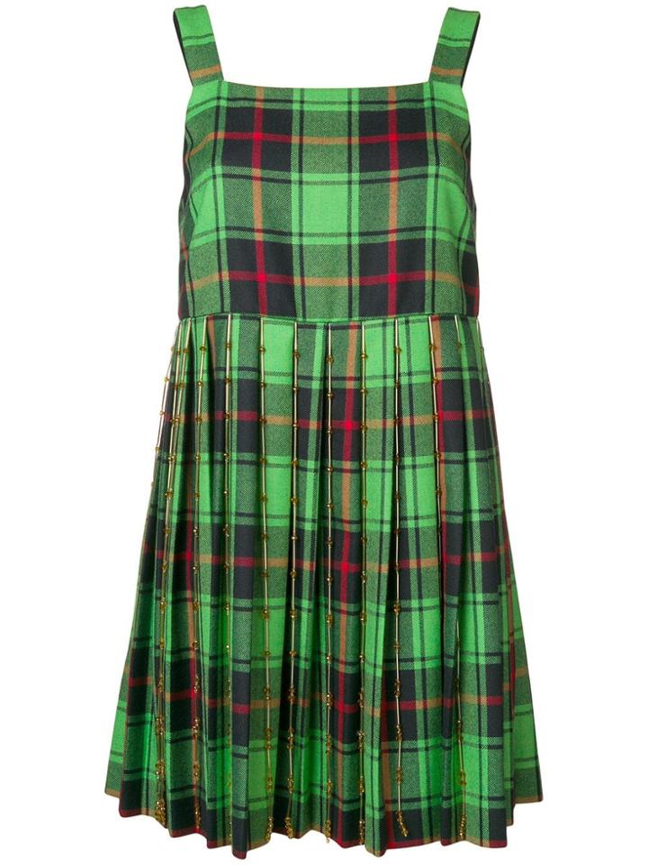 Marco De Vincenzo Checked Flared Mini Dress - Green