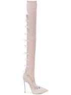 Casadei Woven Thigh Boots - Pink & Purple