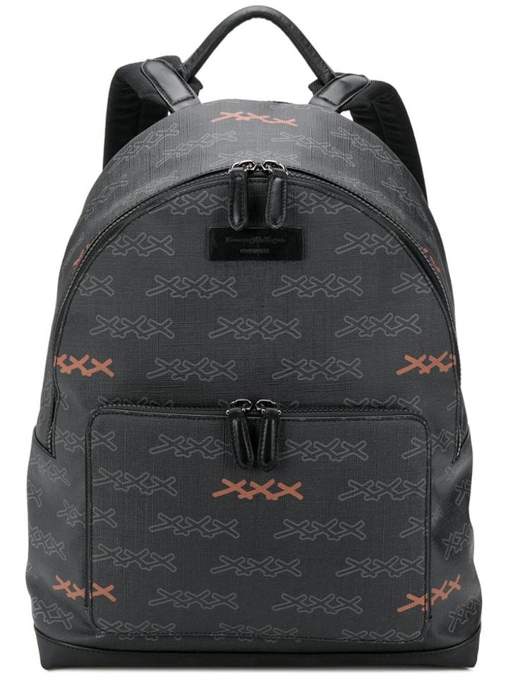 Ermenegildo Zegna Logo Printed Backpack - Grey