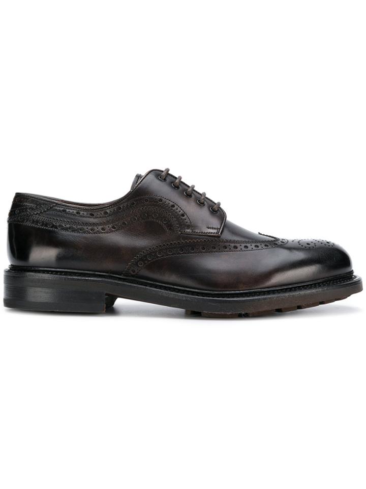 Salvatore Ferragamo Punch-hole Detail Derby Shoes - Brown