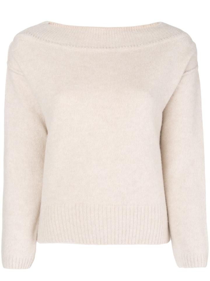 Forte Forte Ribbed Boat Neck Jumper - Nude & Neutrals