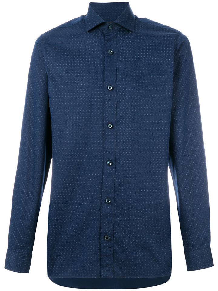Z Zegna - Micro Dots Print Shirt - Men - Cotton - 41, Blue, Cotton