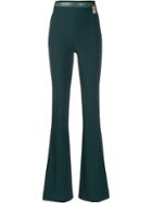 Elisabetta Franchi Colour Block Flared Trousers - Green