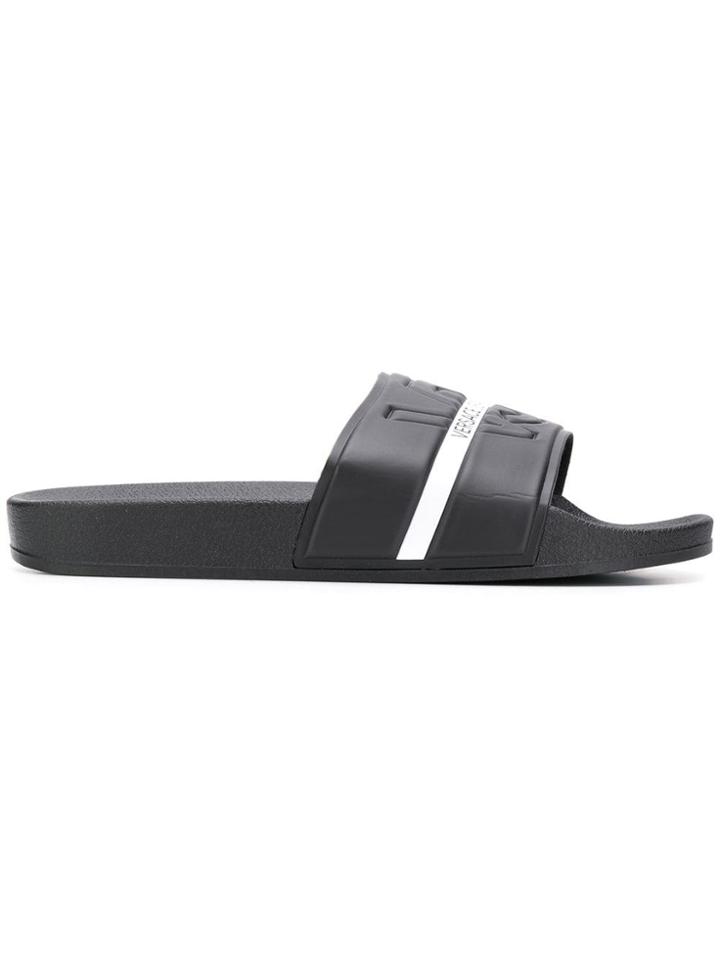 Versace Jeans Embossed Logo Slides - Black