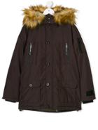 Diadora Faux Fur Hooded Coat - Brown