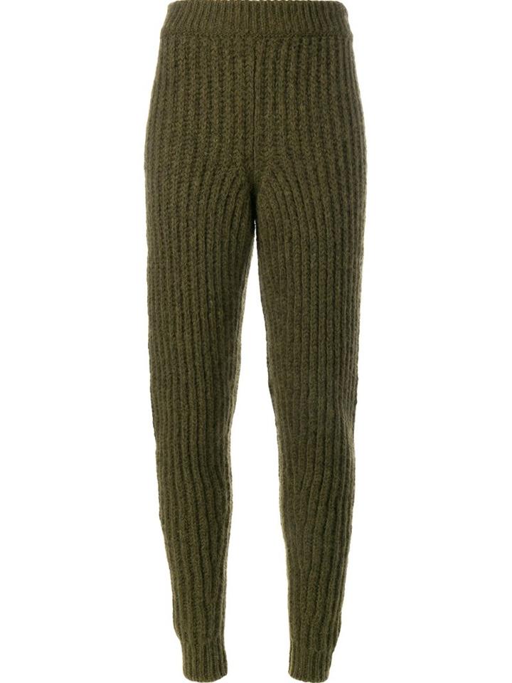 J.w.anderson Ribbed Knit Trousers, Women's, Size: Large, Green, Polyamide/alpaca/virgin Wool