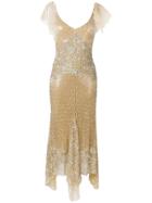 Amen Sequinned Asymmetric Hem Dress - Nude & Neutrals