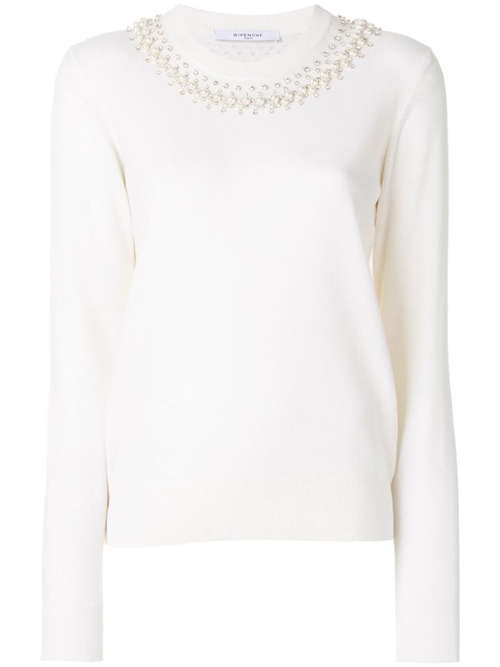 Givenchy Embellished Crew Neck Sweater - White