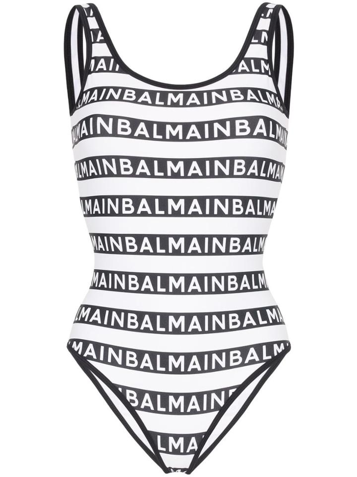 Balmain Logo-stripe Swimsuit - Black