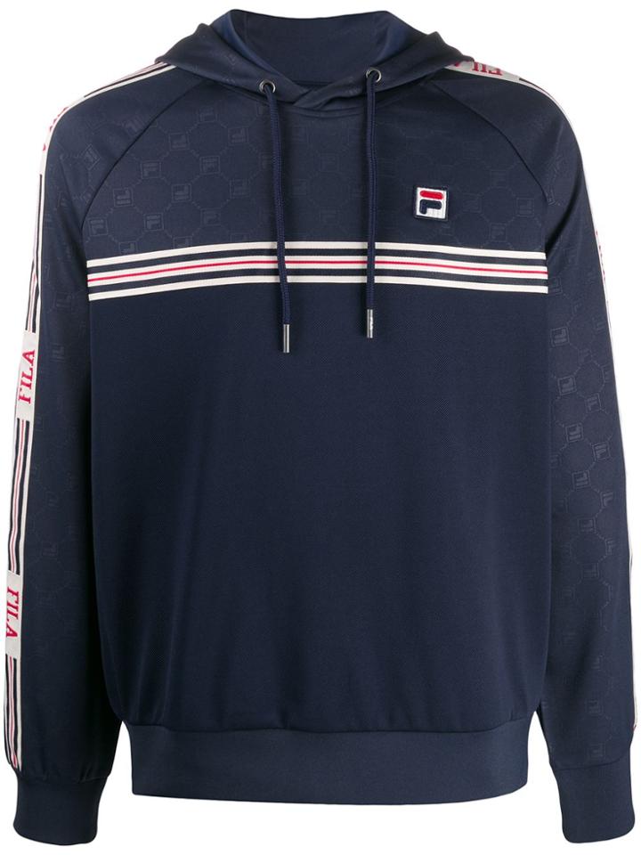 Fila Long Sleeve Logo Print Hoodie - Blue