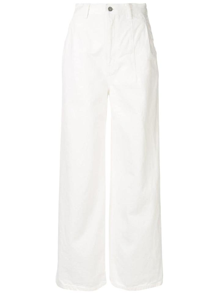 Le Ciel Bleu Wide Leg Denim Trousers - White