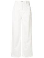 Le Ciel Bleu Wide Leg Denim Trousers - White