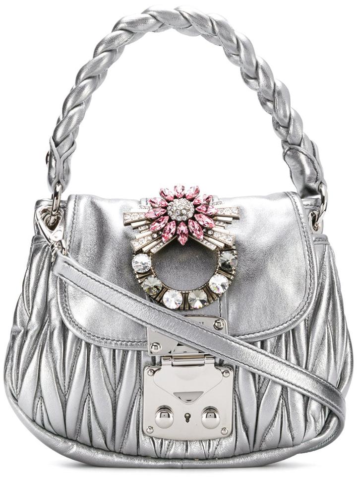 Miu Miu Embellished Tote Bag - Metallic