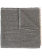 Brunello Cucinelli Frayed Scarf, Men's, Grey, Silk/cashmere