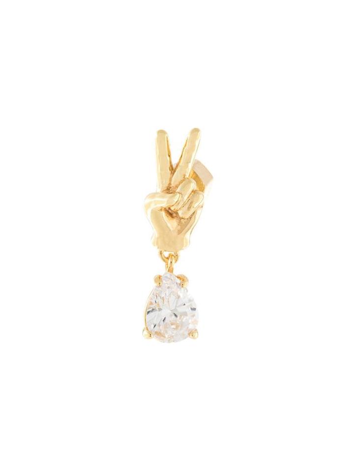Ooak Peace Gesture Earring - Gold