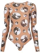 Adriana Degreas - Cut Out Bodysuit - Women - Polyamide/spandex/elastane - P, Brown, Polyamide/spandex/elastane