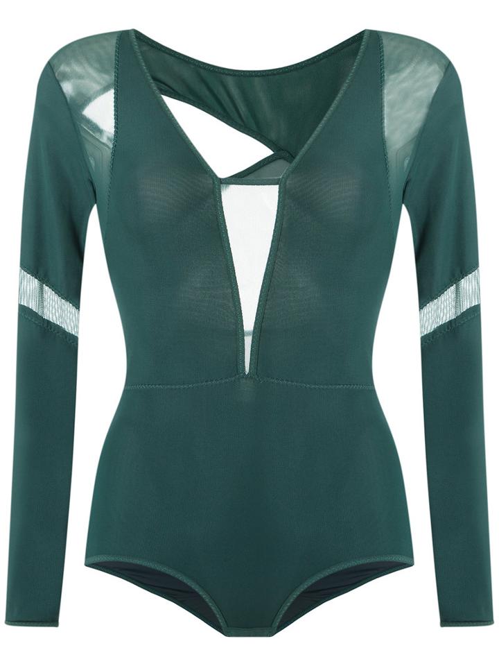 Giuliana Romanno - Long Sleeves Bodysuit - Women - Polyamide/spandex/elastane - G, Green, Polyamide/spandex/elastane