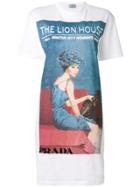 Prada Longline Lion House T-shirt Dress - White