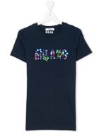 Msgm Kids Milano Slogan Patch T-shirt - Blue