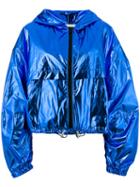 Msgm Hooded Jacket, Women's, Size: 38, Blue, Cotton/polyurethane
