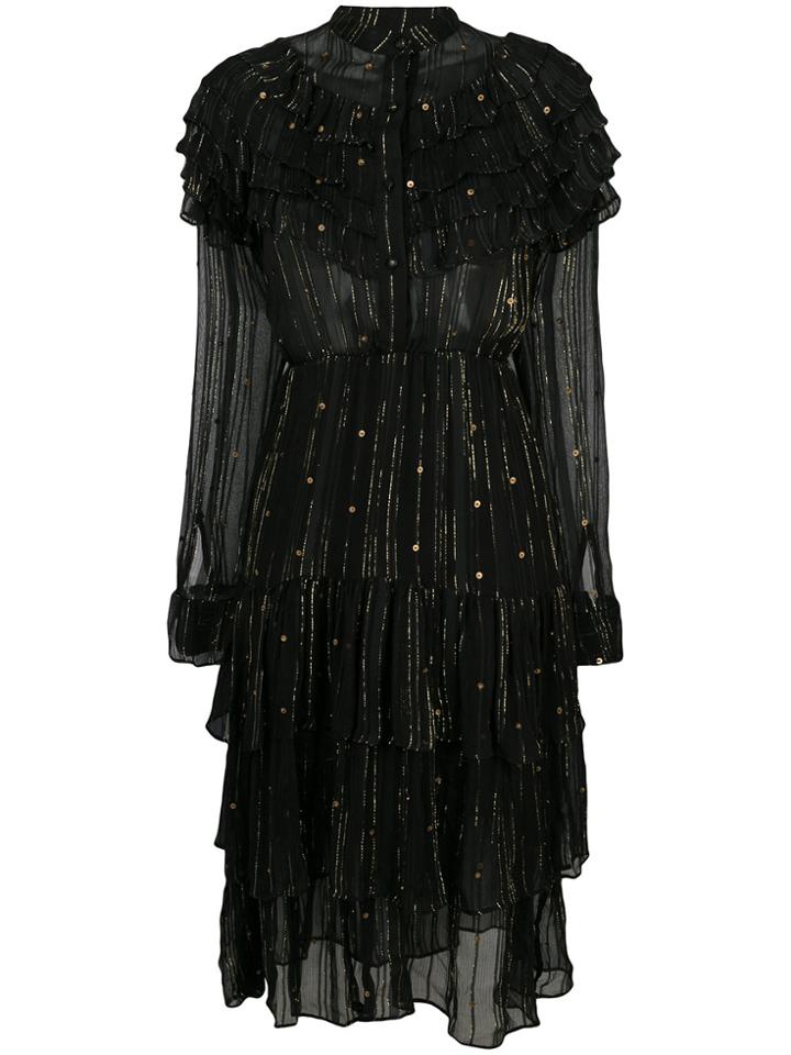 Dodo Bar Or Ruffled Metallic Detail Dress - Black