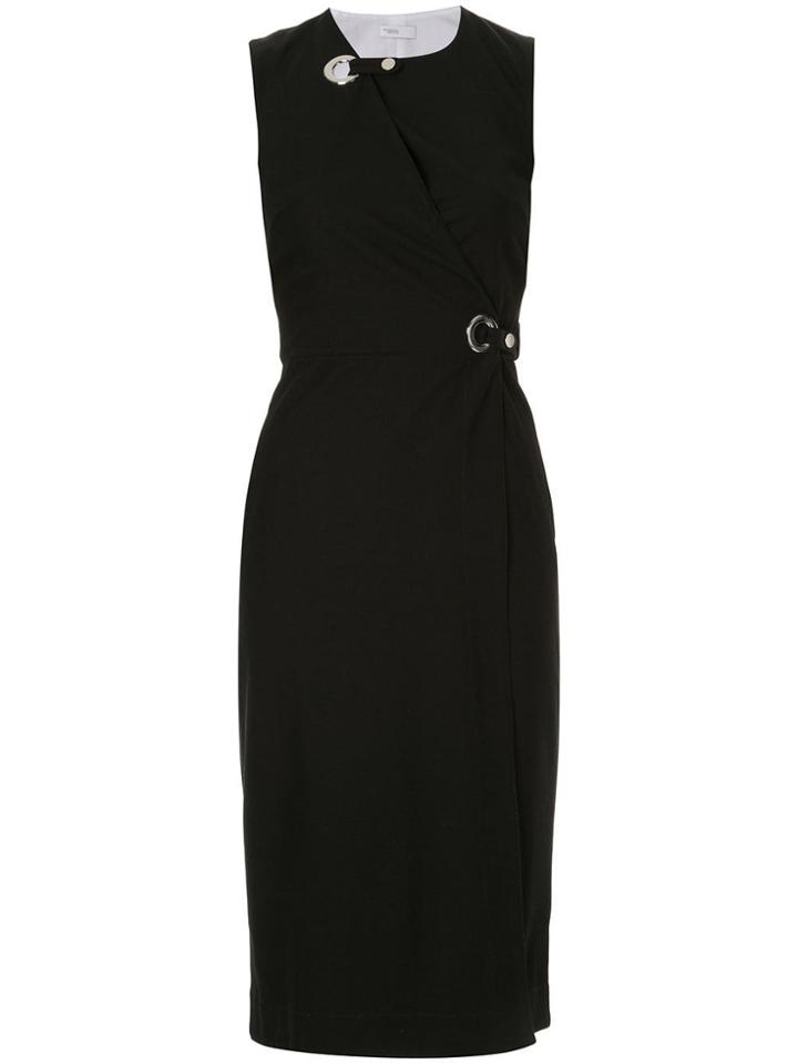 Rosetta Getty Grommet Wrap Midi Dress - Black