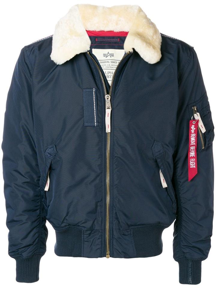 Alpha Industries Shearling Collar Padded Jacket - Blue