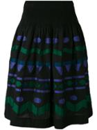 Issey Miyake Cauliflower - Embroidered Patch A-line Skirt - Women - Cotton/nylon/polyester/polyurethane - One Size, Women's, Black, Cotton/nylon/polyester/polyurethane