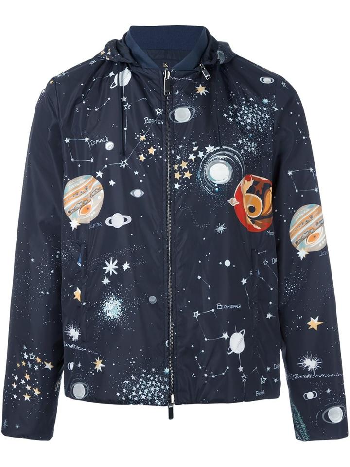 Valentino 'astro Couture' Windbreaker Jacket, Men's, Size: 50, Blue, Polyamide/polyester/cotton