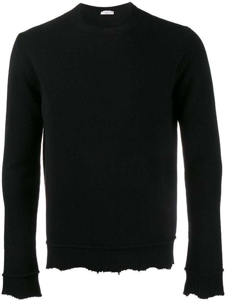 Valentino Crew Neck Jumper, Men's, Size: Large, Black, Cashmere