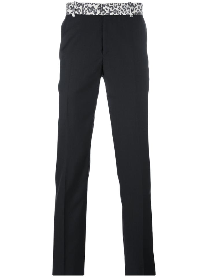 Alexander Mcqueen Leopard Printed Trim Trousers - Black