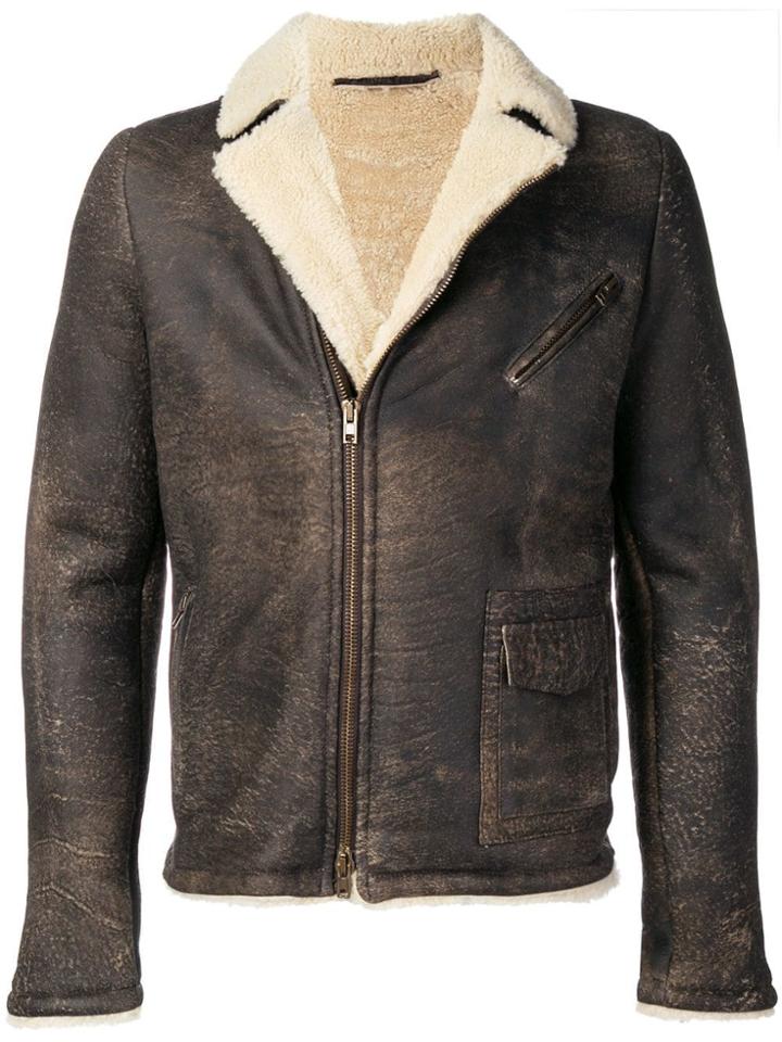 Salvatore Santoro Biker Shearling Jacket - Brown