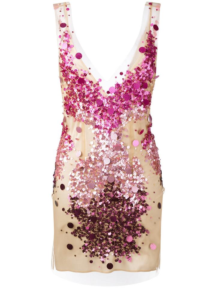 Amen Sequin Embroidery Bodycon Dress, Women's, Size: 42, Nude/neutrals, Polyamide/spandex/elastane/viscose